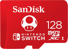 SANDISK Tarjeta Microsd Con Licencia Oficial Para Nintendo Switch, Super Mario Mushroom 128GB (Velocidad De Lectura Hasta 100 Mb/S, UHS-I, V30, C10, U3)