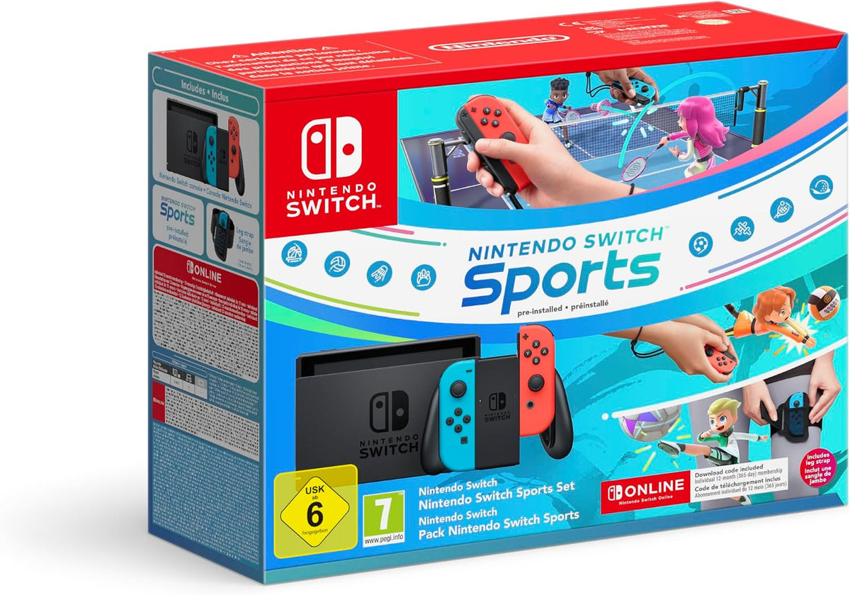 Nintendo Consola Switch - Color Azul Neón/Rojo Neón + Switch Sports + 12 Meses NSO