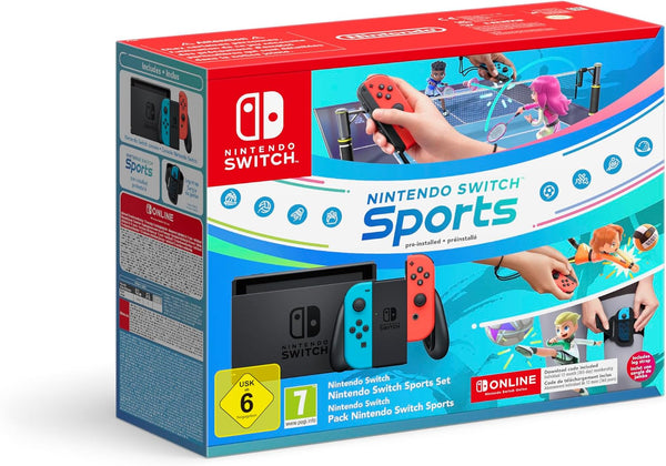 Nintendo Consola Switch - Color Azul Neón/Rojo Neón + Switch Sports + 12 Meses NSO